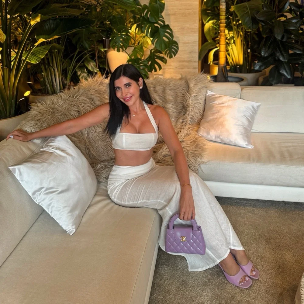 Monday swimwear white linen Montserrat crop top and Fontelina maxi skirt P XS - Picture 6 of 9